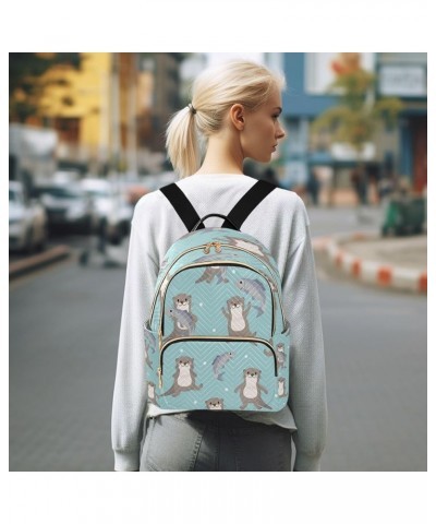 Women Backpack Purse Cute Otter and Fish Fashion Shoulder Bags Travel Backpack Small Daypacks M Small $12.48 Backpacks