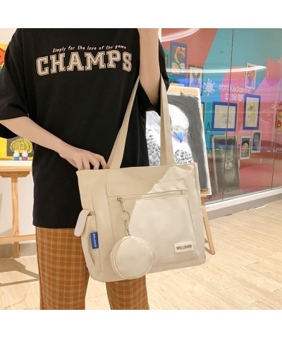 Nylon Tote Bag Aesthetic Tote Bag Aesthetic Bucket Bag Nylon Tote Bags for Women Black $18.55 Totes