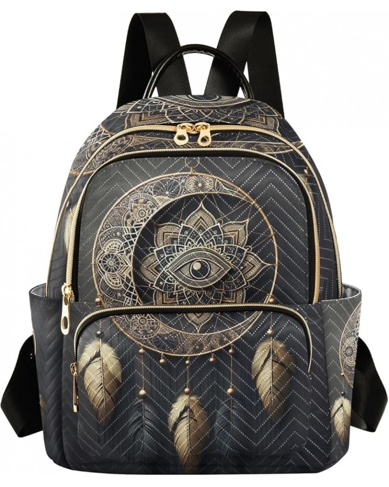 Forest Squirrel Fox Ladies Backpack Purses Quilted Anti Theft Travel Backpack Womens Mini Backpack Moon Dream Catcher Boho Ma...