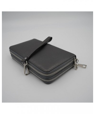 AG Wallets Women's Double Zipper RFID Leather Wristlet Wallet (Vintage Pink) Gunmetal Gray $31.27 Wristlets