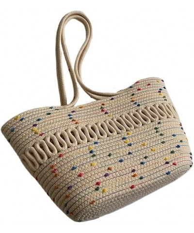 2023 New Summer Beach Bag for Women Large Size Knitting Totebag Girls Summer Vocation Straw Bag Shoulder Shopper Colorful Dot...