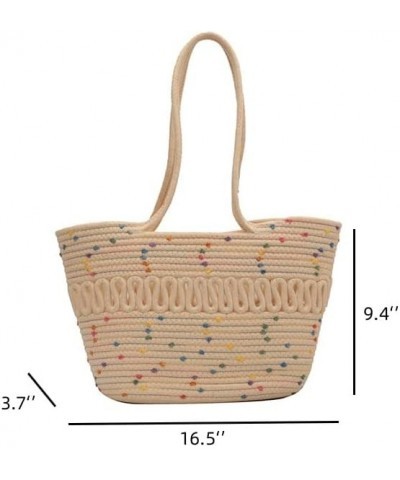 2023 New Summer Beach Bag for Women Large Size Knitting Totebag Girls Summer Vocation Straw Bag Shoulder Shopper Colorful Dot...