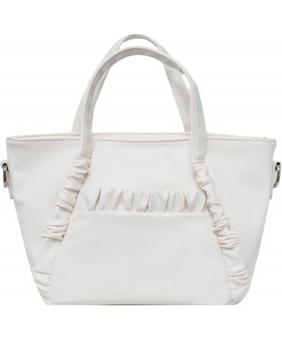 Women's Vegan Leather Satchel Bag With Dual Top Handles And Removable Chain Strap White $10.56 Satchels