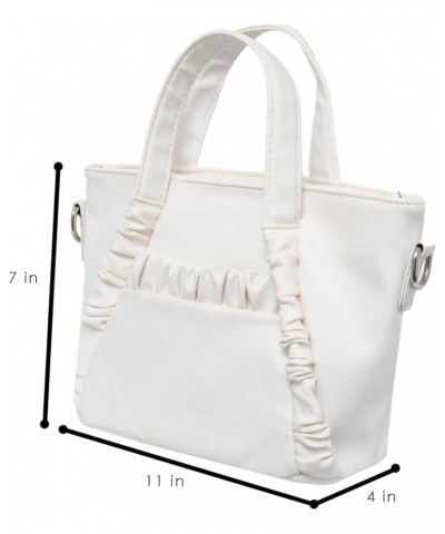 Women's Vegan Leather Satchel Bag With Dual Top Handles And Removable Chain Strap White $10.56 Satchels