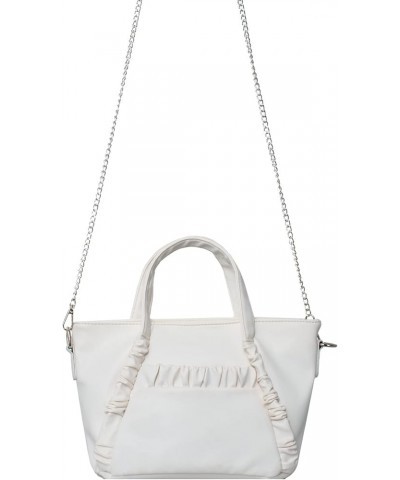 Women's Vegan Leather Satchel Bag With Dual Top Handles And Removable Chain Strap White $10.56 Satchels