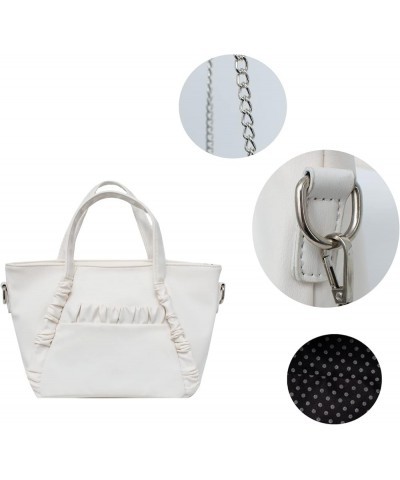 Women's Vegan Leather Satchel Bag With Dual Top Handles And Removable Chain Strap White $10.56 Satchels