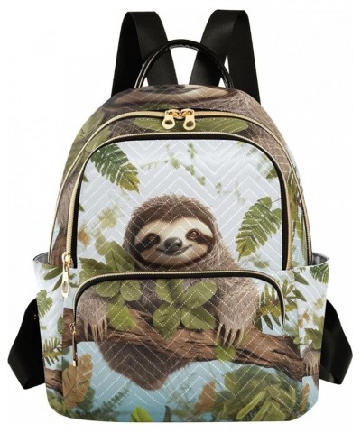 Quilted Backpack Purse Blue Pirate Animal Mini Backpack Purse for Women Travel Backpack Sloth in Forest Medium $15.74 Backpacks