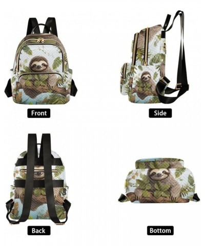 Quilted Backpack Purse Blue Pirate Animal Mini Backpack Purse for Women Travel Backpack Sloth in Forest Medium $15.74 Backpacks