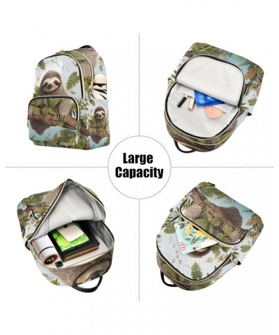 Quilted Backpack Purse Blue Pirate Animal Mini Backpack Purse for Women Travel Backpack Sloth in Forest Medium $15.74 Backpacks