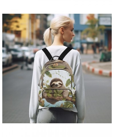 Quilted Backpack Purse Blue Pirate Animal Mini Backpack Purse for Women Travel Backpack Sloth in Forest Medium $15.74 Backpacks