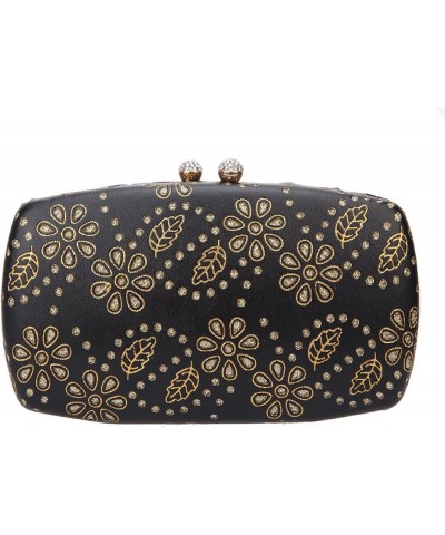 Evening Clutch Rhinestone Kiss Lock Glitter Floral Novelty Medium Purses For Women Formal Gold $13.46 Evening Bags