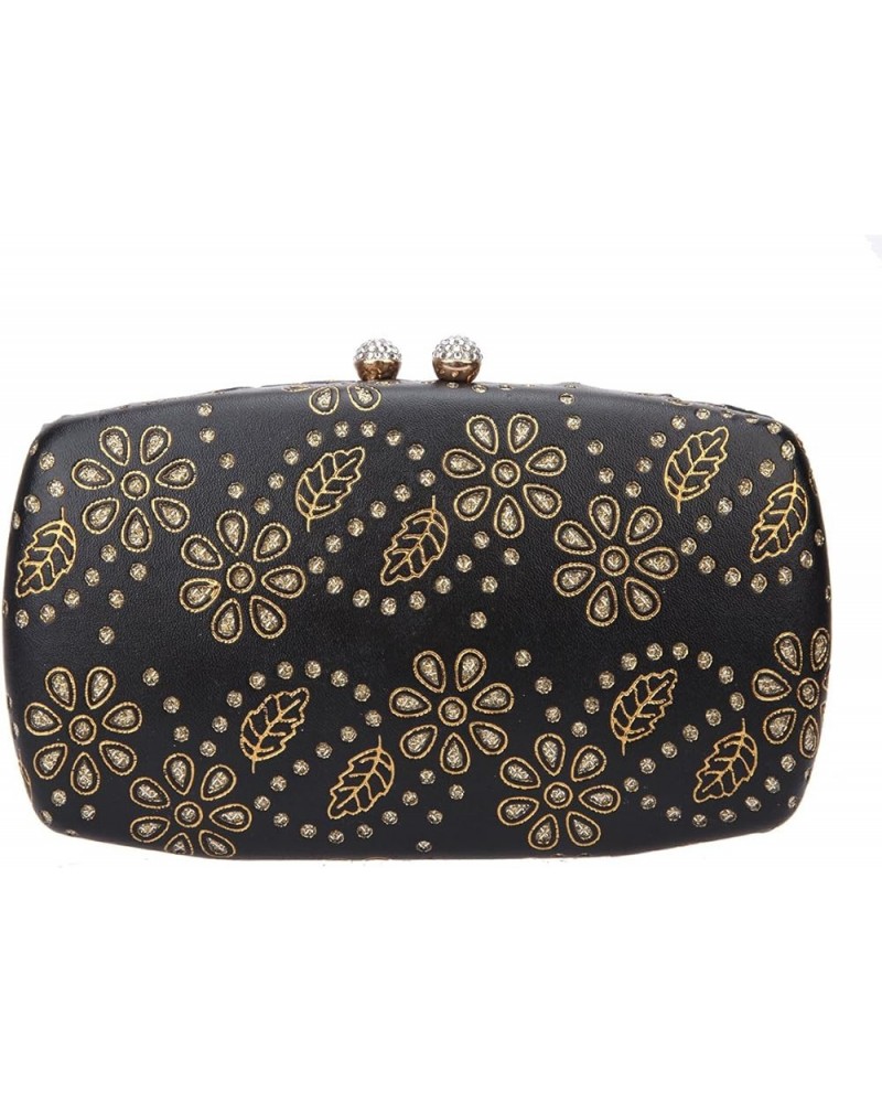 Evening Clutch Rhinestone Kiss Lock Glitter Floral Novelty Medium Purses For Women Formal Gold $13.46 Evening Bags