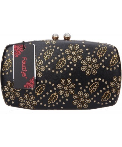 Evening Clutch Rhinestone Kiss Lock Glitter Floral Novelty Medium Purses For Women Formal Gold $13.46 Evening Bags