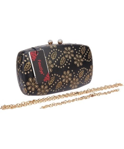 Evening Clutch Rhinestone Kiss Lock Glitter Floral Novelty Medium Purses For Women Formal Gold $13.46 Evening Bags