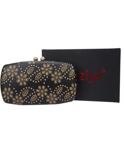 Evening Clutch Rhinestone Kiss Lock Glitter Floral Novelty Medium Purses For Women Formal Gold $13.46 Evening Bags