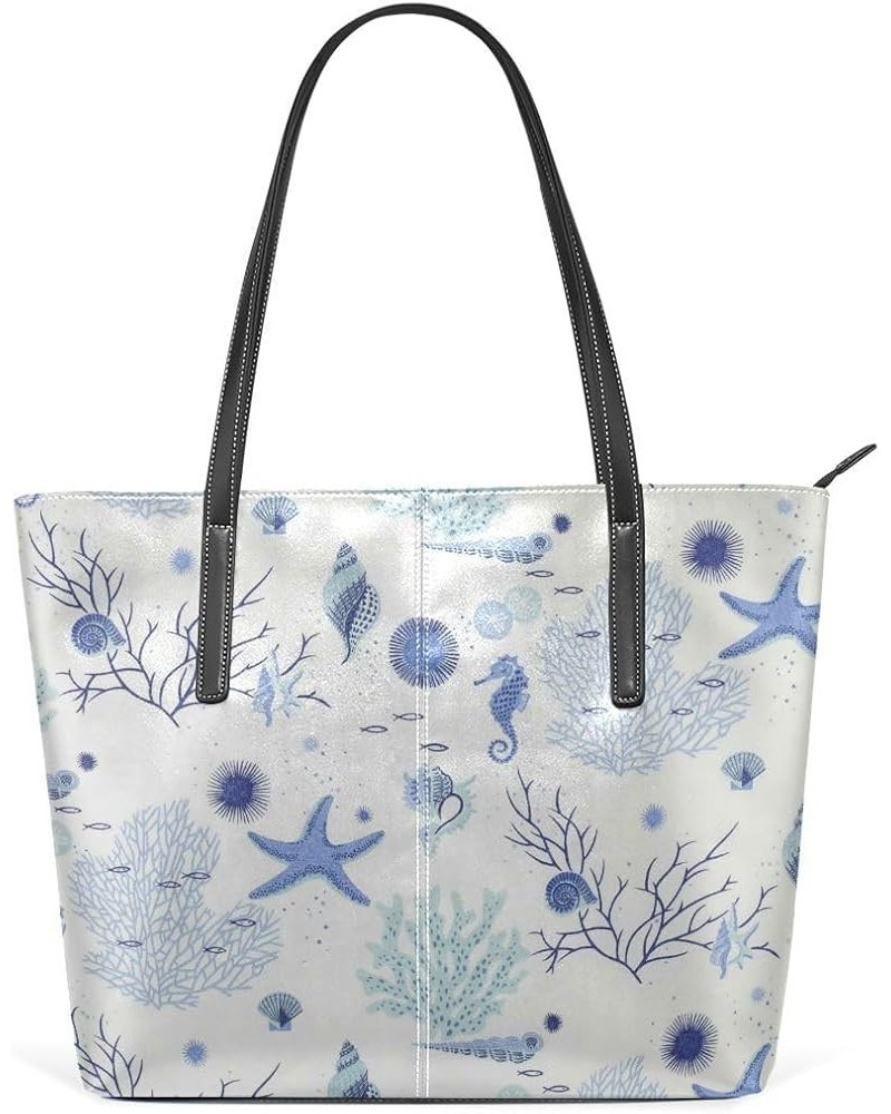 Handbags for Women Tote Bags with 11.08"(L) x 3.54"(W) x 11.02"(W) - Ocean Sea Starfish Blue Ocean Sea Starfish Blue $25.36 T...