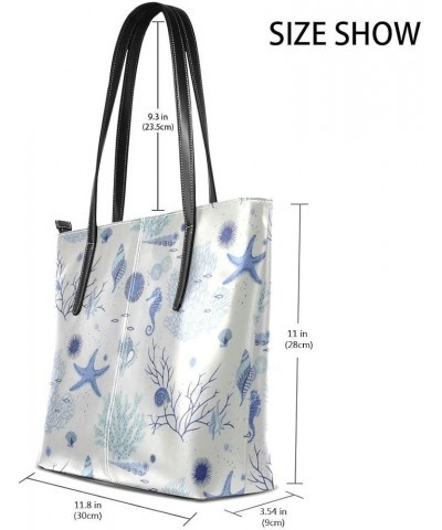 Handbags for Women Tote Bags with 11.08"(L) x 3.54"(W) x 11.02"(W) - Ocean Sea Starfish Blue Ocean Sea Starfish Blue $25.36 T...