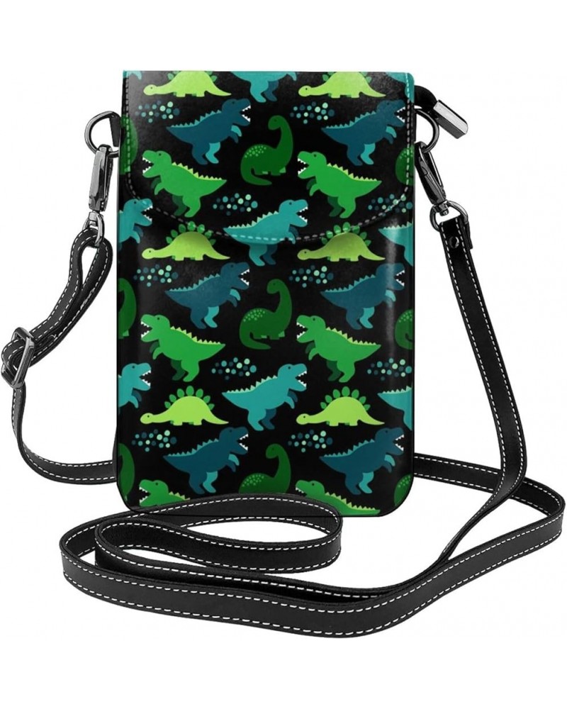 Cute Dinosaur Print Small Crossbody Bags for Women PU Leather Phone Purse Mini Cell Phone Purse with Card Slots Cute Dinosaur...