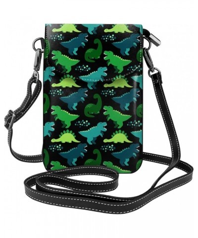 Cute Dinosaur Print Small Crossbody Bags for Women PU Leather Phone Purse Mini Cell Phone Purse with Card Slots Cute Dinosaur...