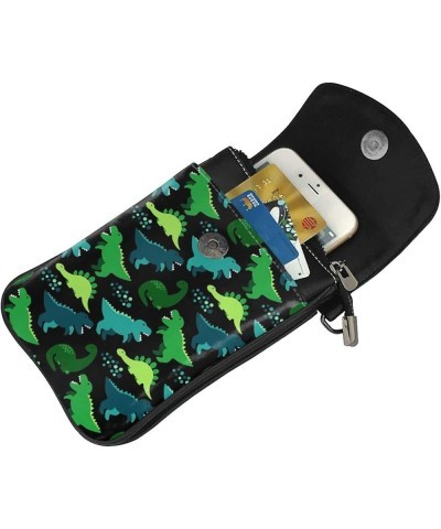 Cute Dinosaur Print Small Crossbody Bags for Women PU Leather Phone Purse Mini Cell Phone Purse with Card Slots Cute Dinosaur...