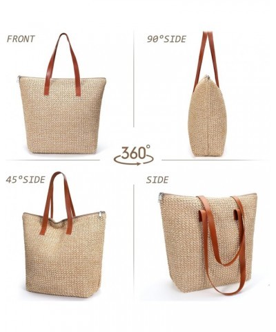 Straw Beach Bag for Women Summer Woven Beach Tote Bag Shoulder Handbags Boho Bag Woven-ivory $10.67 Totes