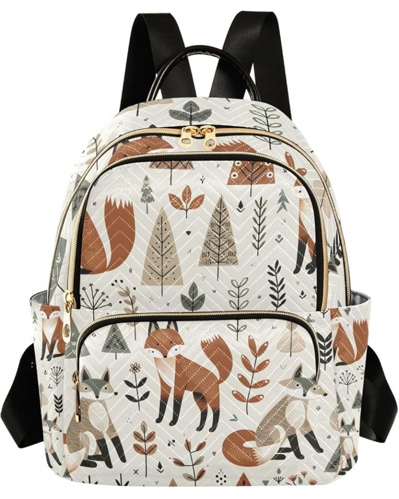 Small Backpack Purse for Women, Foxes and Different Elements Travel Bag Casual Daypack Shoulder Bag Small $17.64 Backpacks