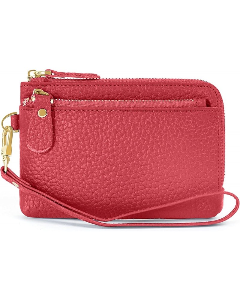 Small Wallet for Women, Genuine Leather Purses Lightweight Multi-Pocket Card Holder with Zipper Coin Pocket A / Pink $21.05 W...