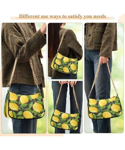 USA American Flag Black Designer Purses Small Hobo Purse Women Trendy Handbags Chain Shoulder Handbag Lemon Floral $12.30 Sho...