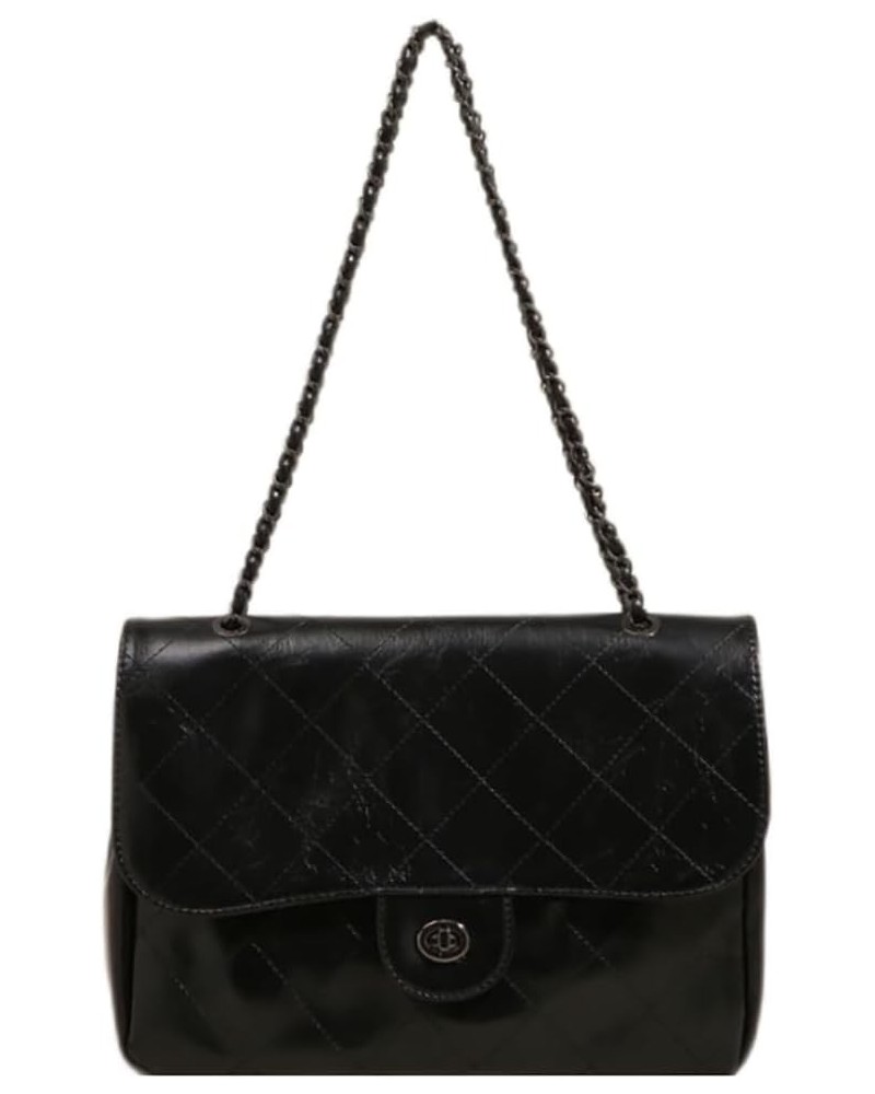 Commuter Bag Retro Women's One Shoulder Underarm Bag Diamond Embroidered Wanderer Bag Black $41.20 Totes