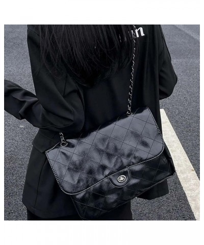 Commuter Bag Retro Women's One Shoulder Underarm Bag Diamond Embroidered Wanderer Bag Black $41.20 Totes