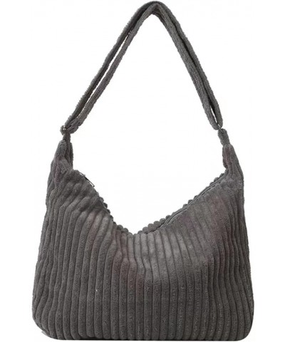 Corduroy Tote Bag Women's Hobo bag Casual Crossbody Shoulder Bag Suitable for Travel Work Shopping (Black) Gray $12.82 Totes