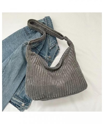 Corduroy Tote Bag Women's Hobo bag Casual Crossbody Shoulder Bag Suitable for Travel Work Shopping (Black) Gray $12.82 Totes