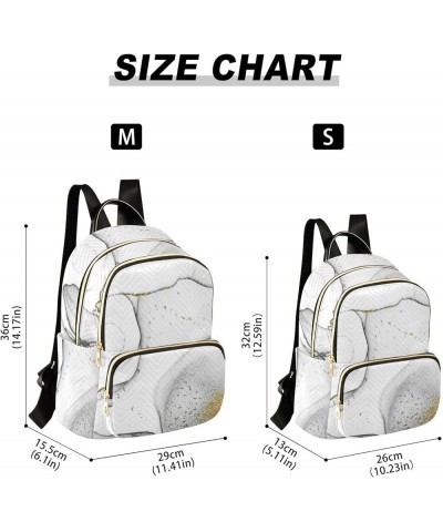 Women Backpack Grey White Golden Marble Durable Travel Backpack Lightweight Handbag Lady Purse Roomy Double Zipper Weekend Ba...