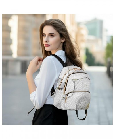 Women Backpack Grey White Golden Marble Durable Travel Backpack Lightweight Handbag Lady Purse Roomy Double Zipper Weekend Ba...