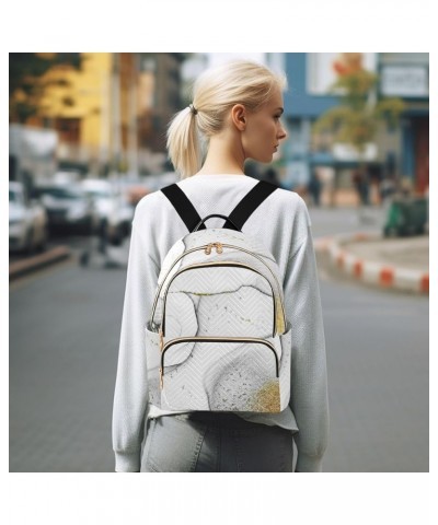 Women Backpack Grey White Golden Marble Durable Travel Backpack Lightweight Handbag Lady Purse Roomy Double Zipper Weekend Ba...