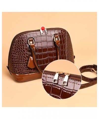 Classic Dome Satchel Bag for Women Top Handle Handbags Crocodile Pattern Faux Leather Purse Crossbody Shoulder Bag Black $20....