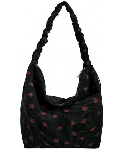 Strawberry Shoulder Bag for Women Cute Tote Purse Messenger Bag Large Capacity Tote Handbag Strawberry Purse Satchel Black $1...