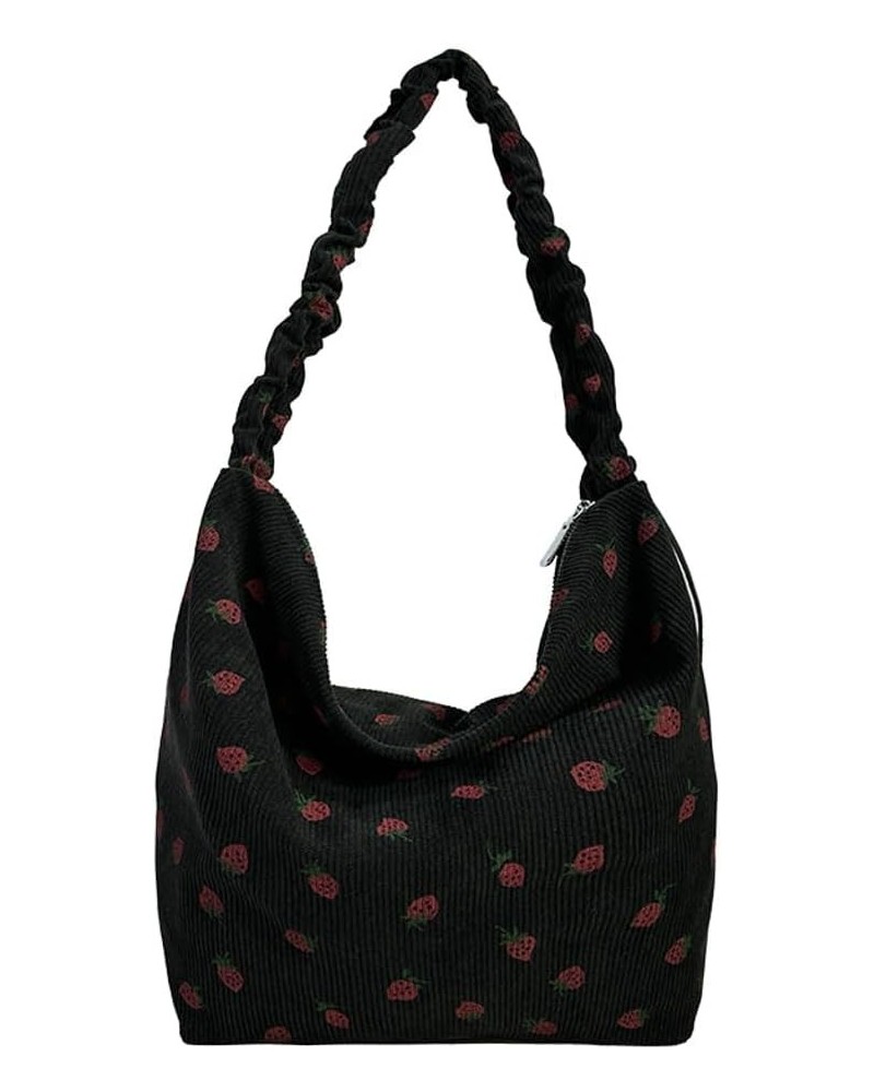 Strawberry Shoulder Bag for Women Cute Tote Purse Messenger Bag Large Capacity Tote Handbag Strawberry Purse Satchel Black $1...