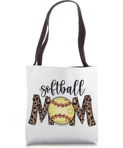 Moms Softball Leopard Print Mother's Day Women's Softball Tote Bag $12.68 Totes