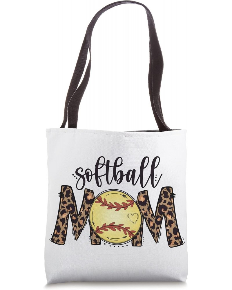 Moms Softball Leopard Print Mother's Day Women's Softball Tote Bag $12.68 Totes