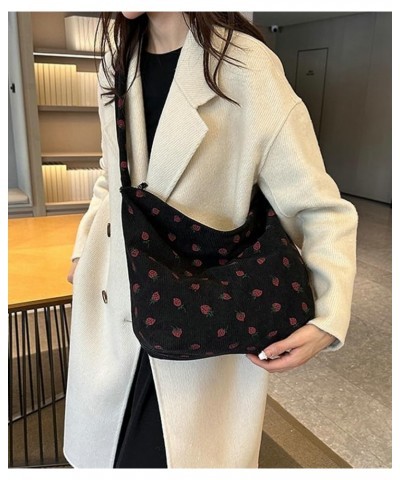 Strawberry Shoulder Bag for Women Cute Tote Purse Messenger Bag Large Capacity Tote Handbag Strawberry Purse Satchel Black $1...