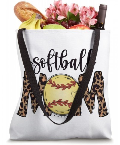 Moms Softball Leopard Print Mother's Day Women's Softball Tote Bag $12.68 Totes