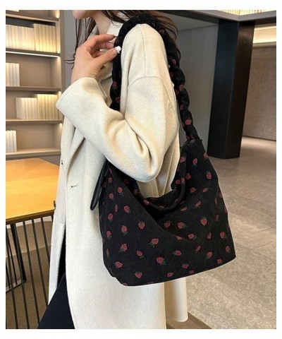 Strawberry Shoulder Bag for Women Cute Tote Purse Messenger Bag Large Capacity Tote Handbag Strawberry Purse Satchel Black $1...