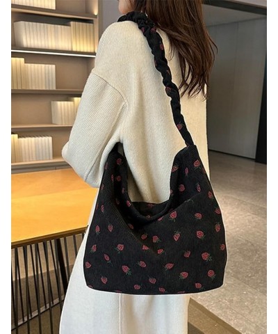 Strawberry Shoulder Bag for Women Cute Tote Purse Messenger Bag Large Capacity Tote Handbag Strawberry Purse Satchel Black $1...