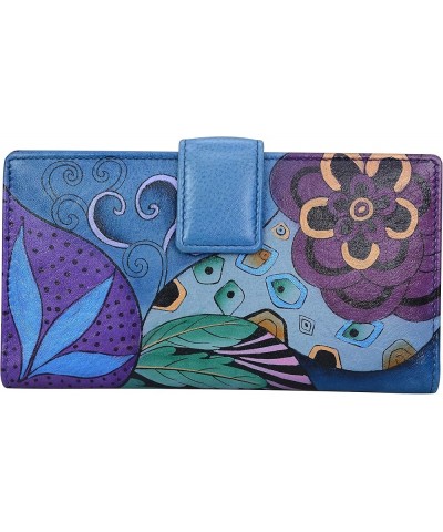 Women's Hand-Painted Genuine Leather Two Fold Wallet Tribal Potpourri Eggplant $31.20 Wallets