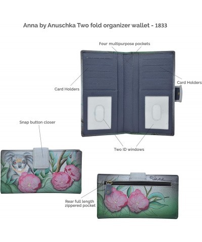 Women's Hand-Painted Genuine Leather Two Fold Wallet Tribal Potpourri Eggplant $31.20 Wallets