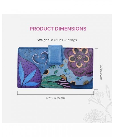 Women's Hand-Painted Genuine Leather Two Fold Wallet Tribal Potpourri Eggplant $31.20 Wallets