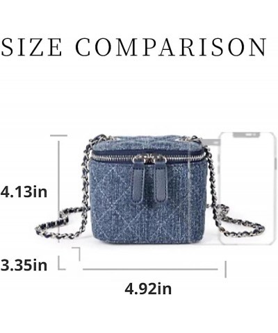 Mini Denim Crossbody Bags for Women Small Vintage Square Box Purse Boho Cross Body Handbags with Chain and Zipper (Dark Blue)...