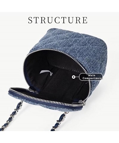 Mini Denim Crossbody Bags for Women Small Vintage Square Box Purse Boho Cross Body Handbags with Chain and Zipper (Dark Blue)...