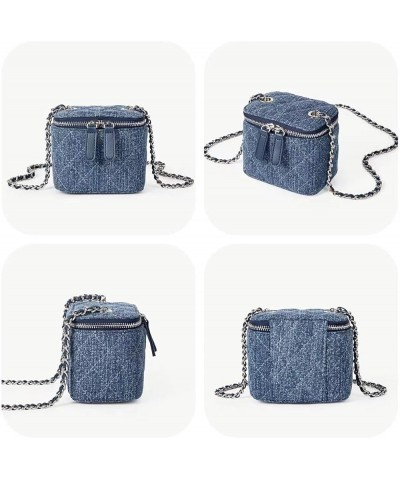 Mini Denim Crossbody Bags for Women Small Vintage Square Box Purse Boho Cross Body Handbags with Chain and Zipper (Dark Blue)...